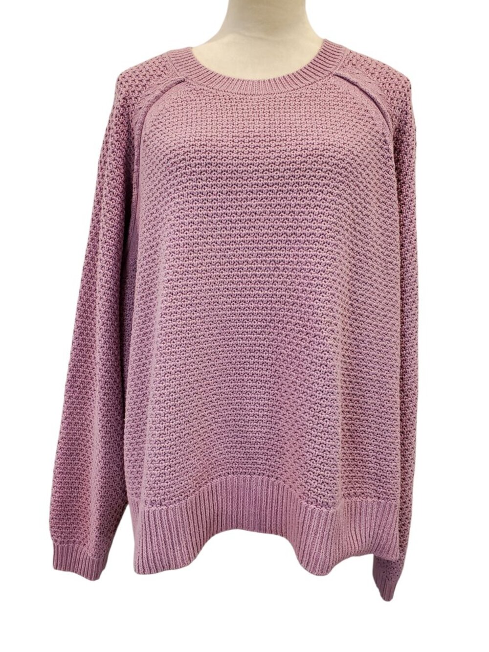 GAP SZ XXL Women's Textured Cotton Blend Raglan Sleeve Sweater Orchid Haze